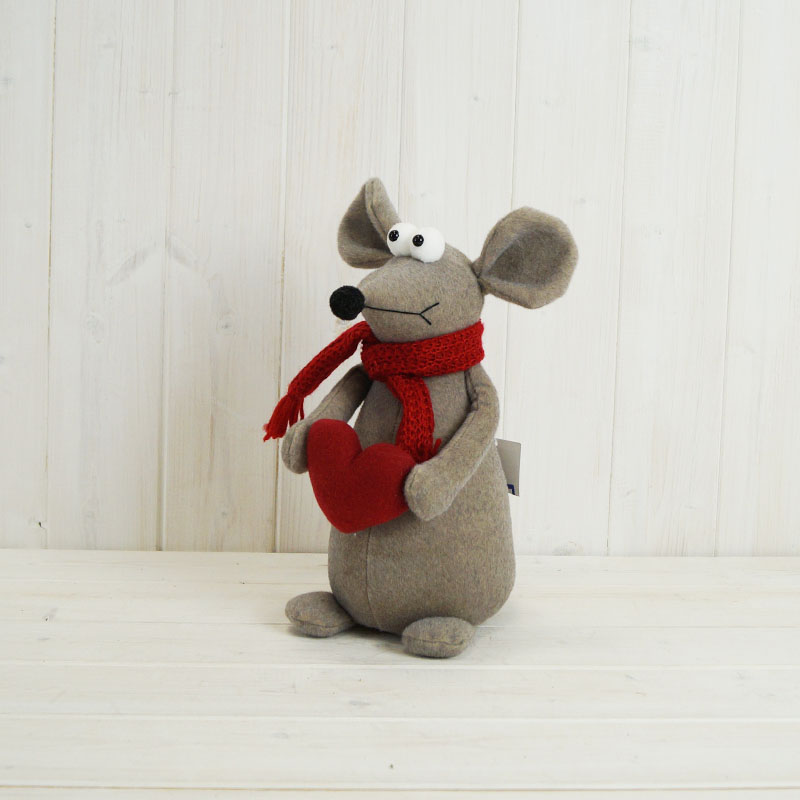 Large Fabric Mouse with Heart (26cm) detail page